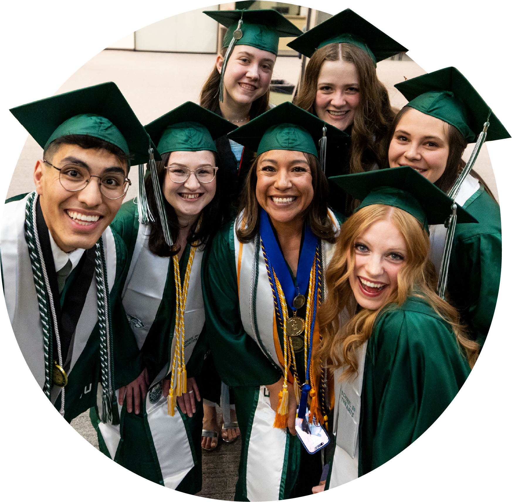 graduate students in cap and gown