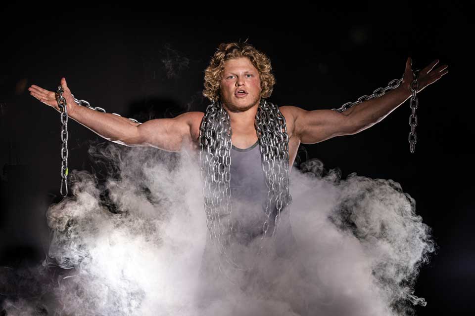 Promotional photo of Evan Bockman, Utah Valley wrestler. 