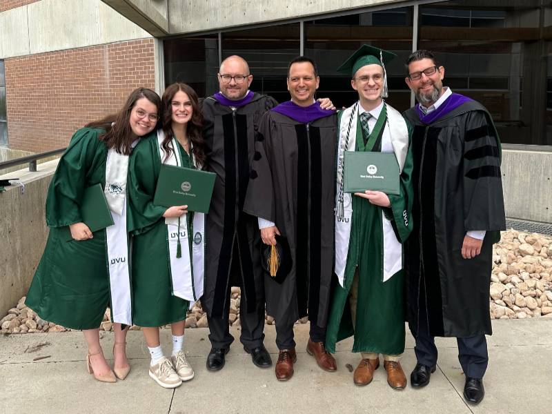 Students in front of a building