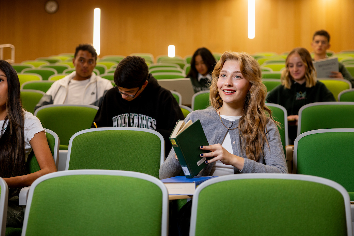 High school student in classs