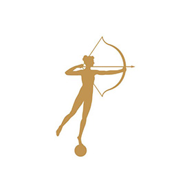 woman holding a bow graphic