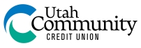 Logo: Blue and green swooshes which together make the shape of the letter C - Black text: Utah Community Credit Union