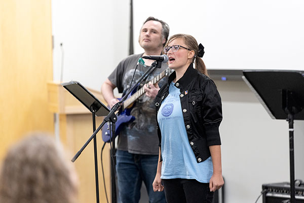 Image of a singer of a band performing