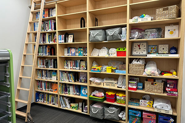 Shelving full of materials