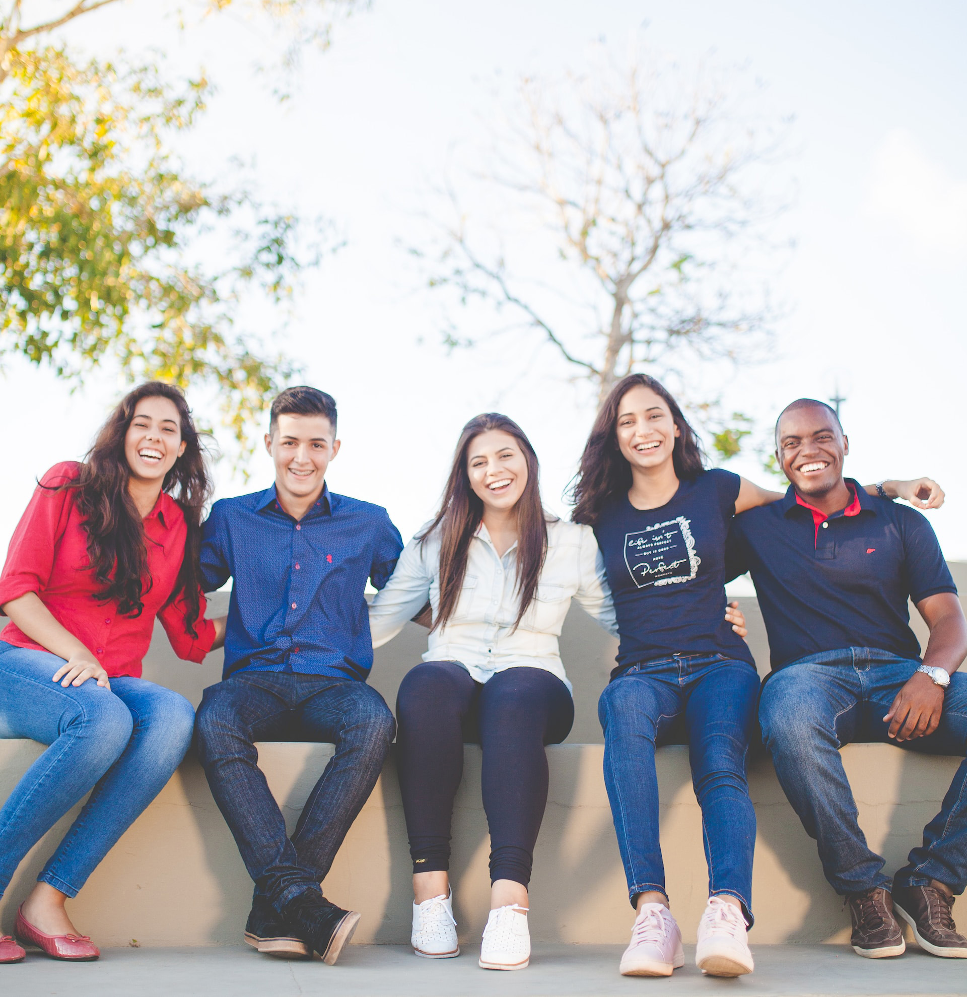 group of 5 happy people