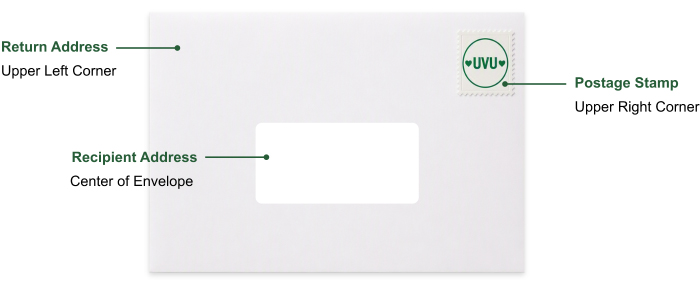 A letter with a UVU stamp and directions on how address the letter