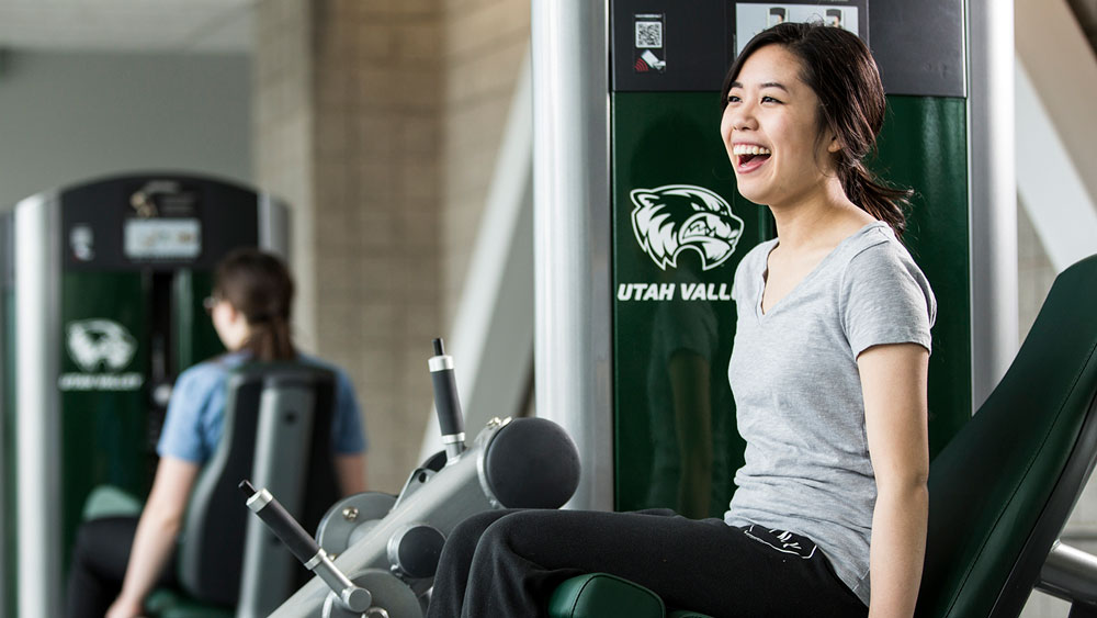 UVU student working out at SLWC gym