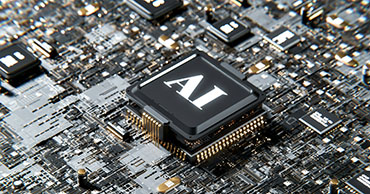 computer chip that reads "AI"