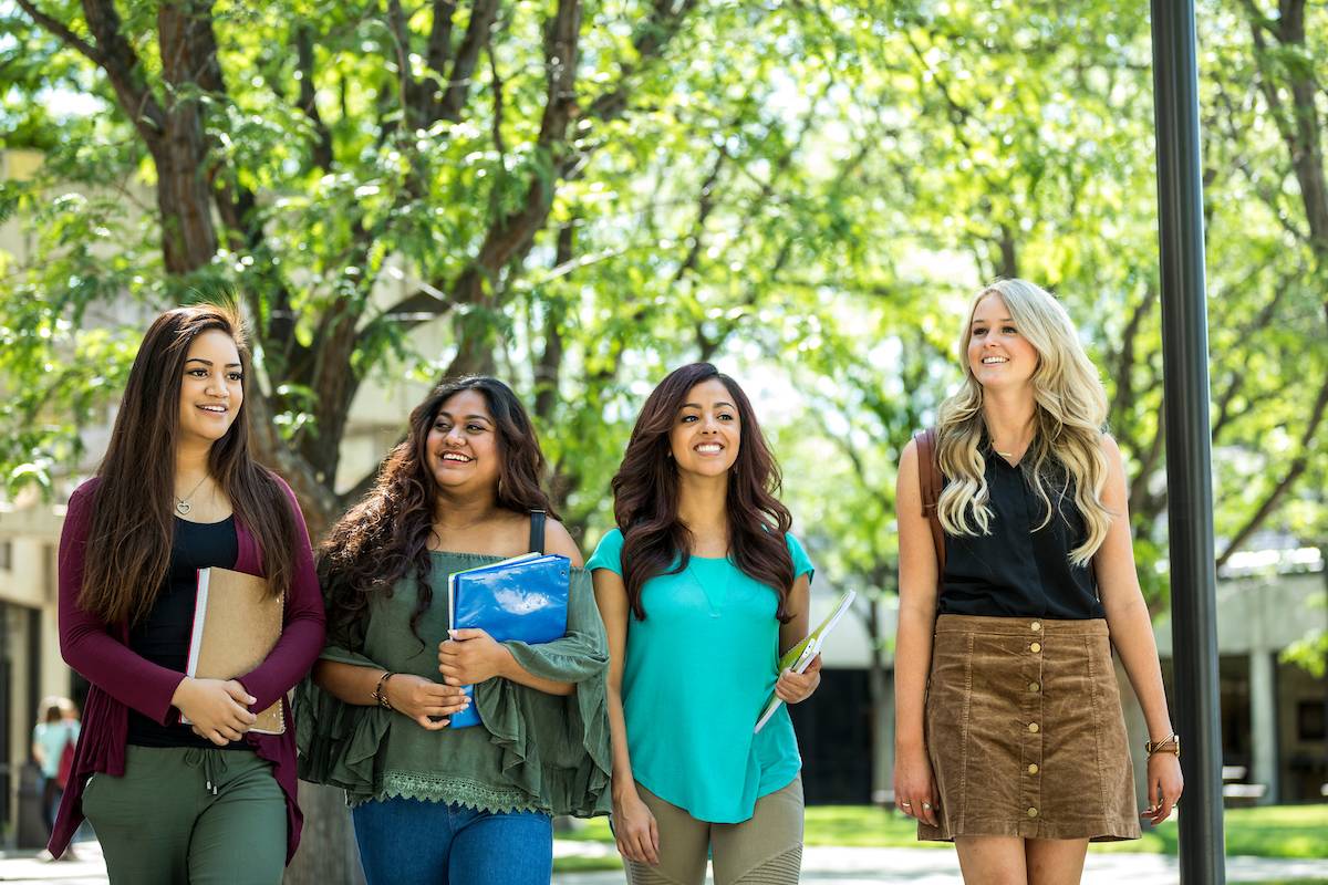 Students walking on campus