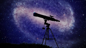 Telescope looking at the night sky