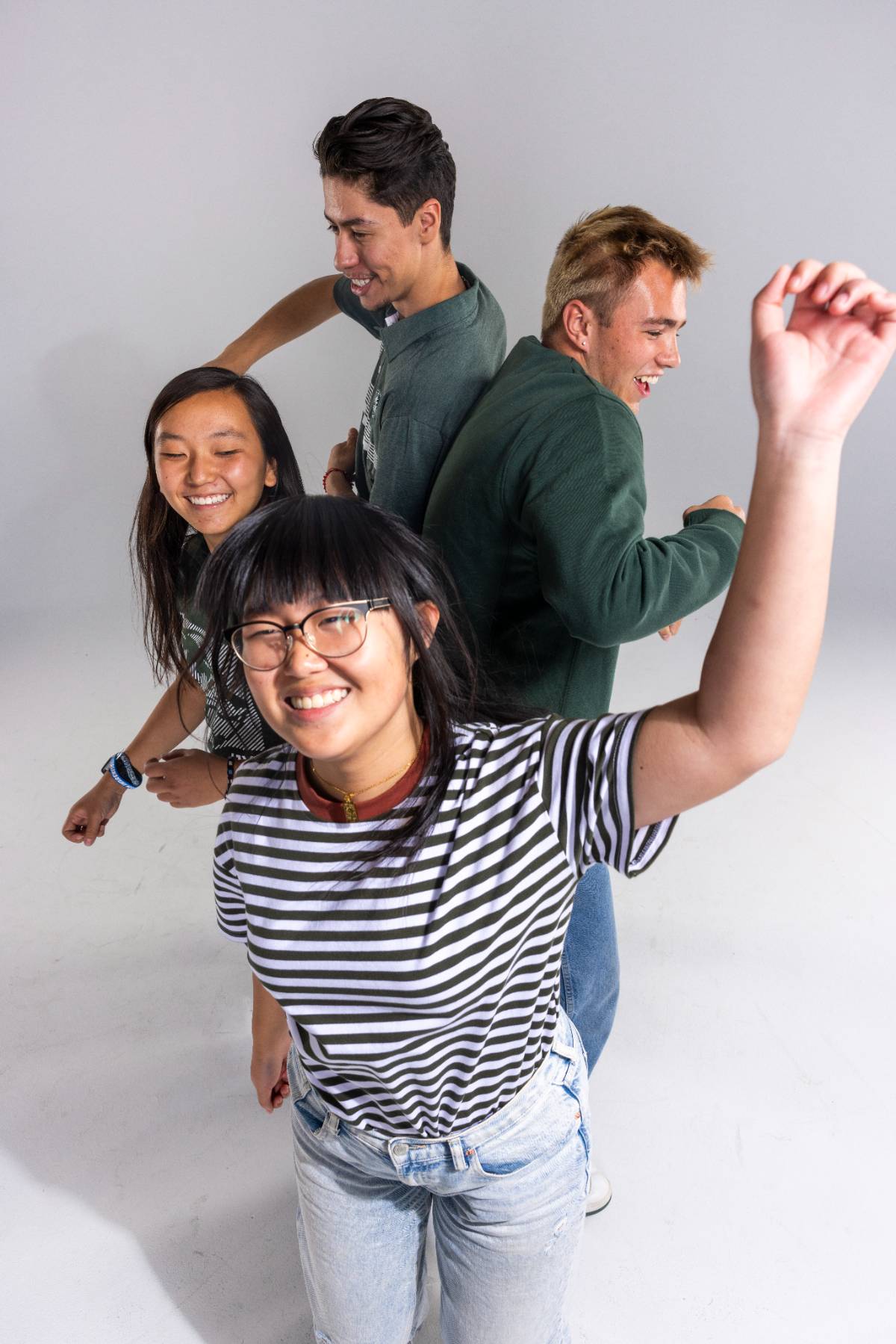 Image of high school students during a photoshoot