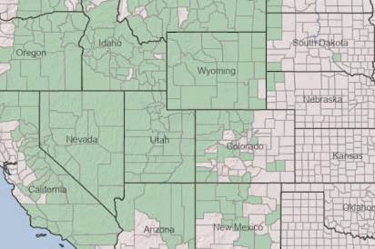 County-level distribution map of Artemisia tridentata [14]. 