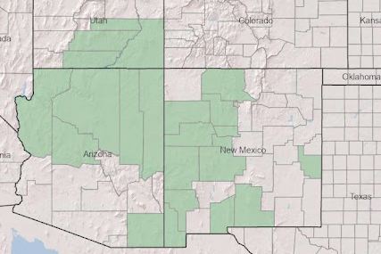 County-level distribution by Greenstem Paperflower [12]. 