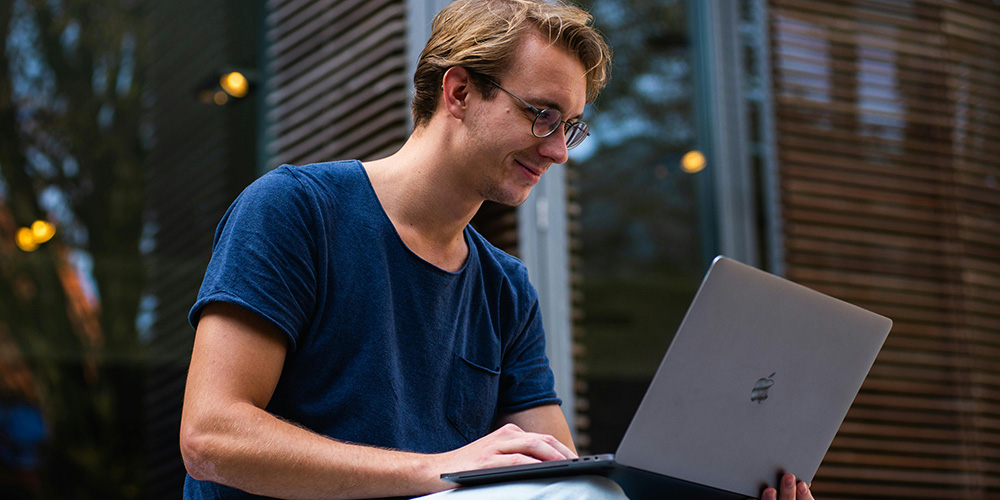 man using a laptop