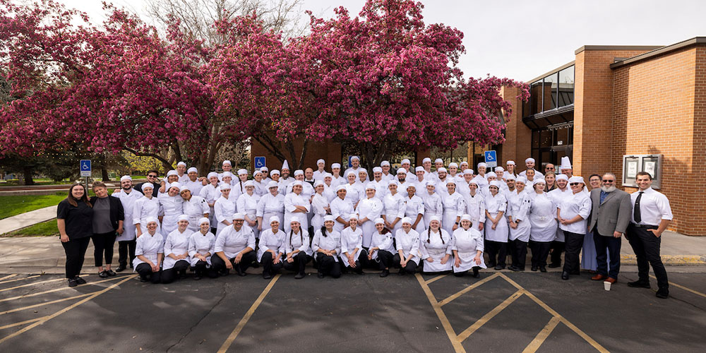 Group photo of culinary students and faculty