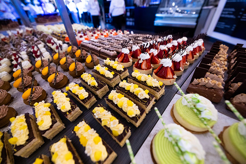 Various pastries, 4 different types arranged in rows