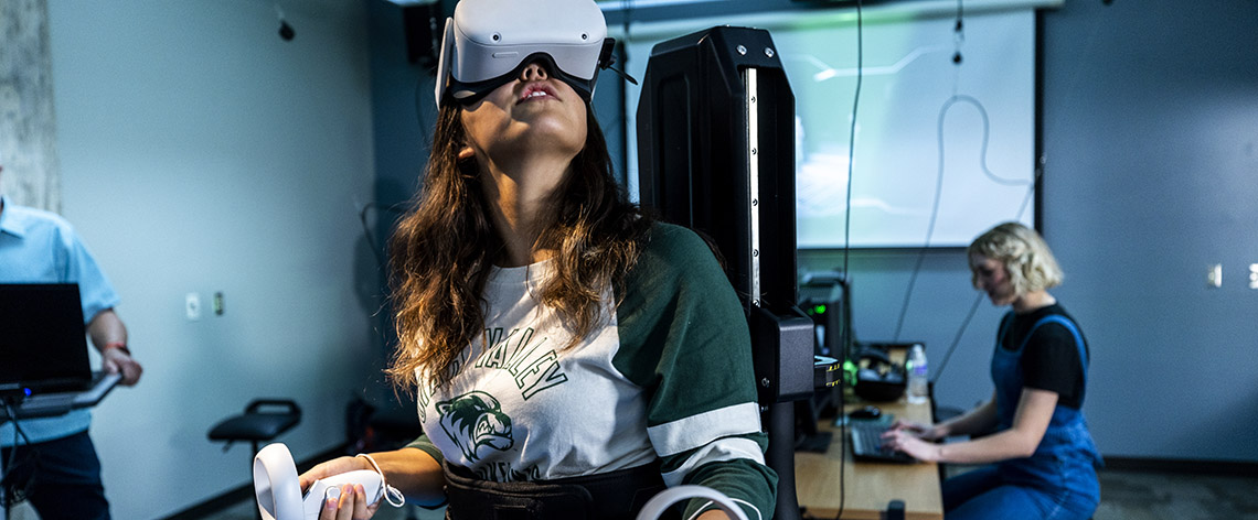 person using VR headset