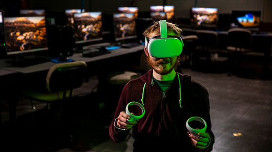 man using a vr headset