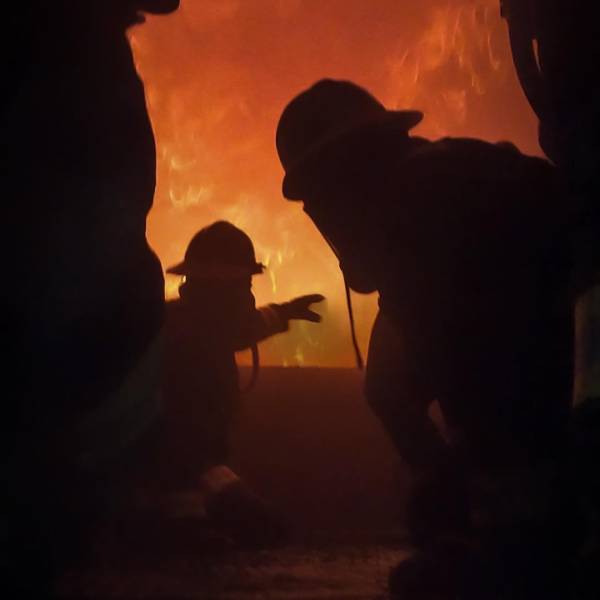 Firefighters fighting a fire