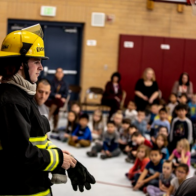 Firefighter with children
