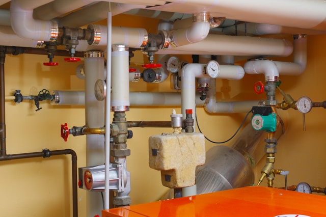 a network of various pipes and valves
