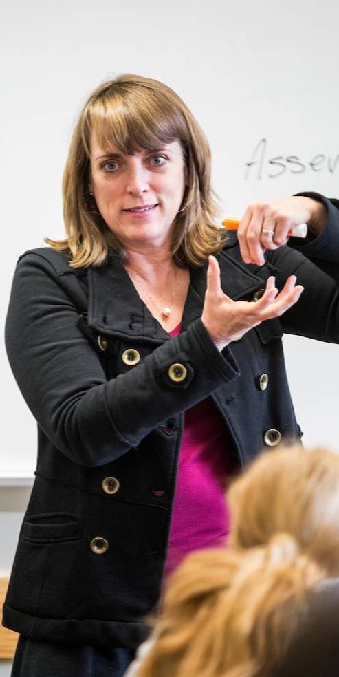 professor working with students