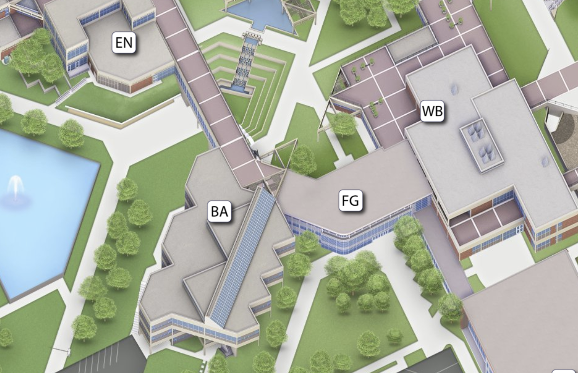 map of UVU campus showing business administration building