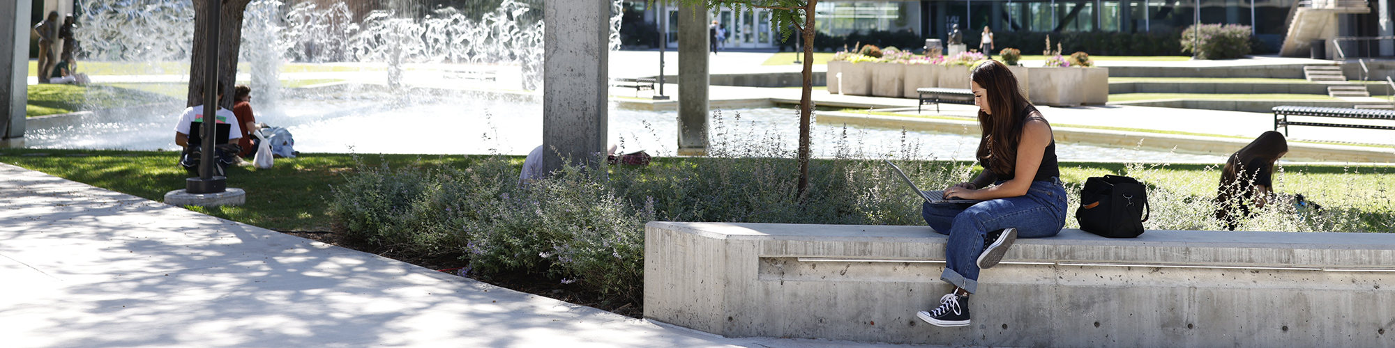 students hanging out in the quad at UVU main campus