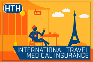 GeoBlue - International Travel Medical Insurance. Drawing of someone eating in Paris by the Eifel Tower