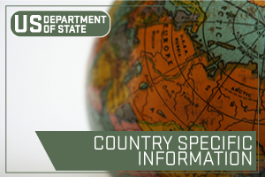 US State Department - Country specific information. Image of a globe