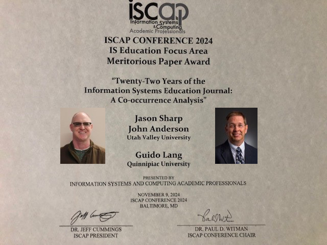 IS&T Faculty receive Meritorious Paper Award at the 2024 ISCAP Conference