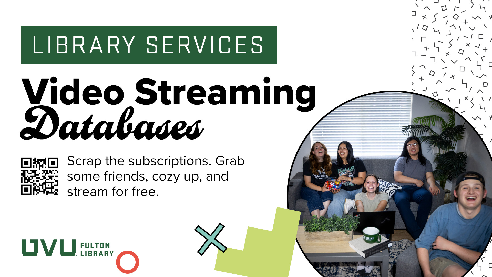 Library Services. Video Streaming Databases. Scrap the subscriptions. Grab some friends, cozy up, and stream for free.