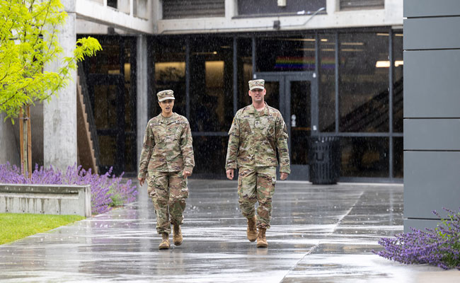 Students in uniform walking on campus
