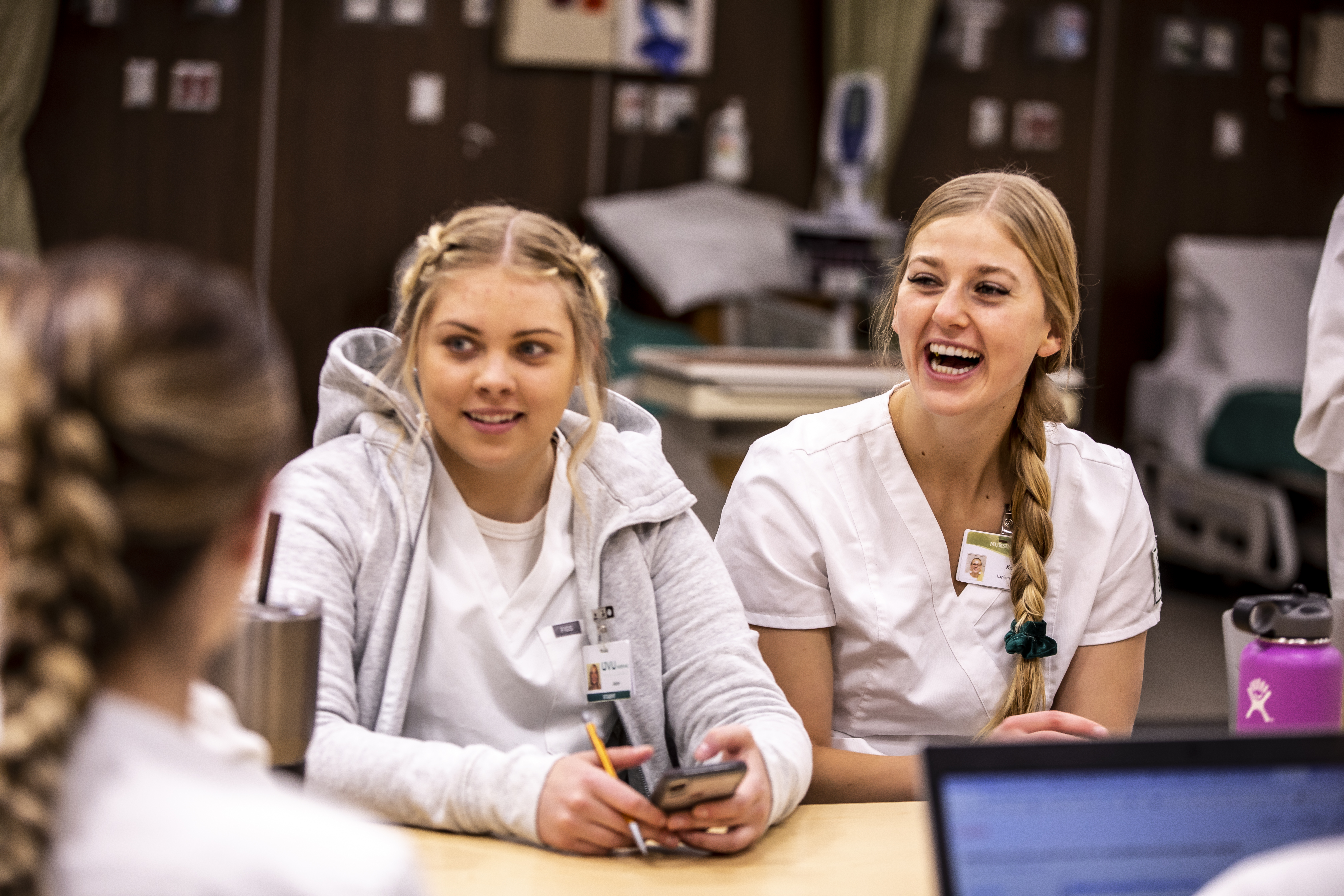 Students laughing in class