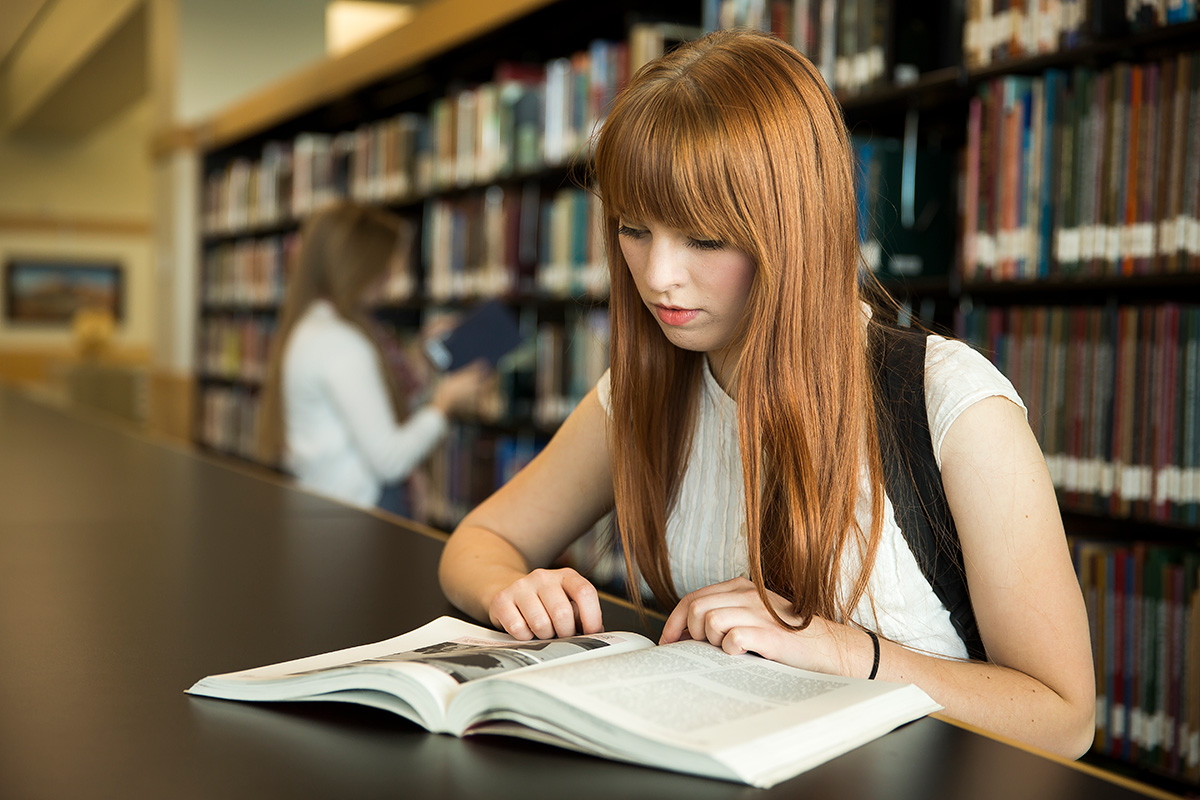 A student focusing on studying