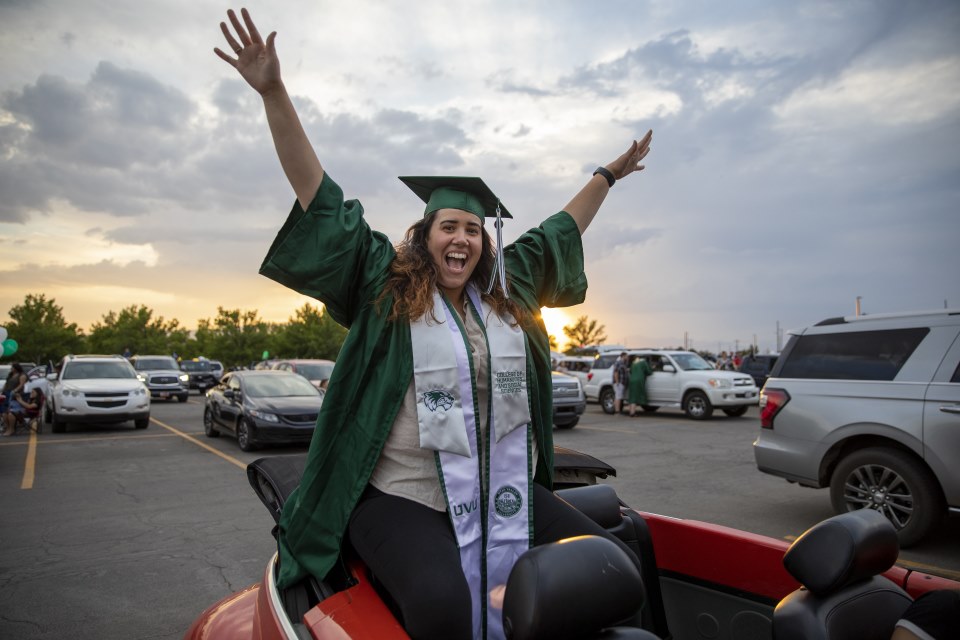 Student participating in graduation 