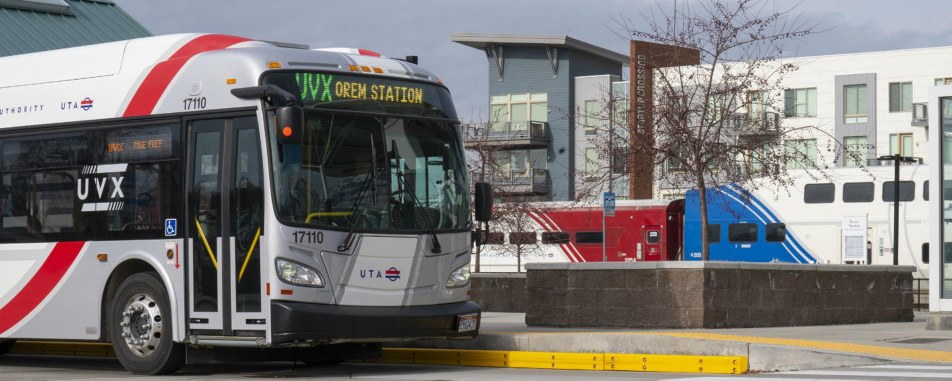 Bus at a bus station