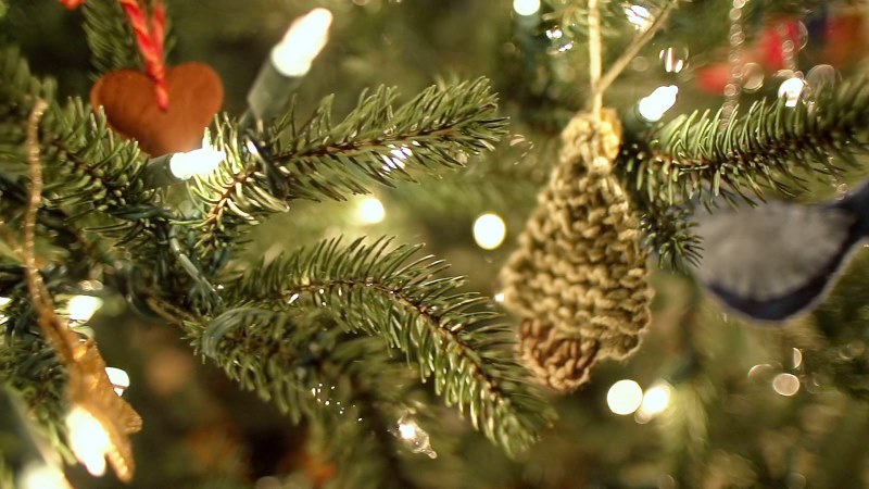 Closeup of a decorated tree