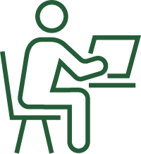 icon of a person typing on their laptop