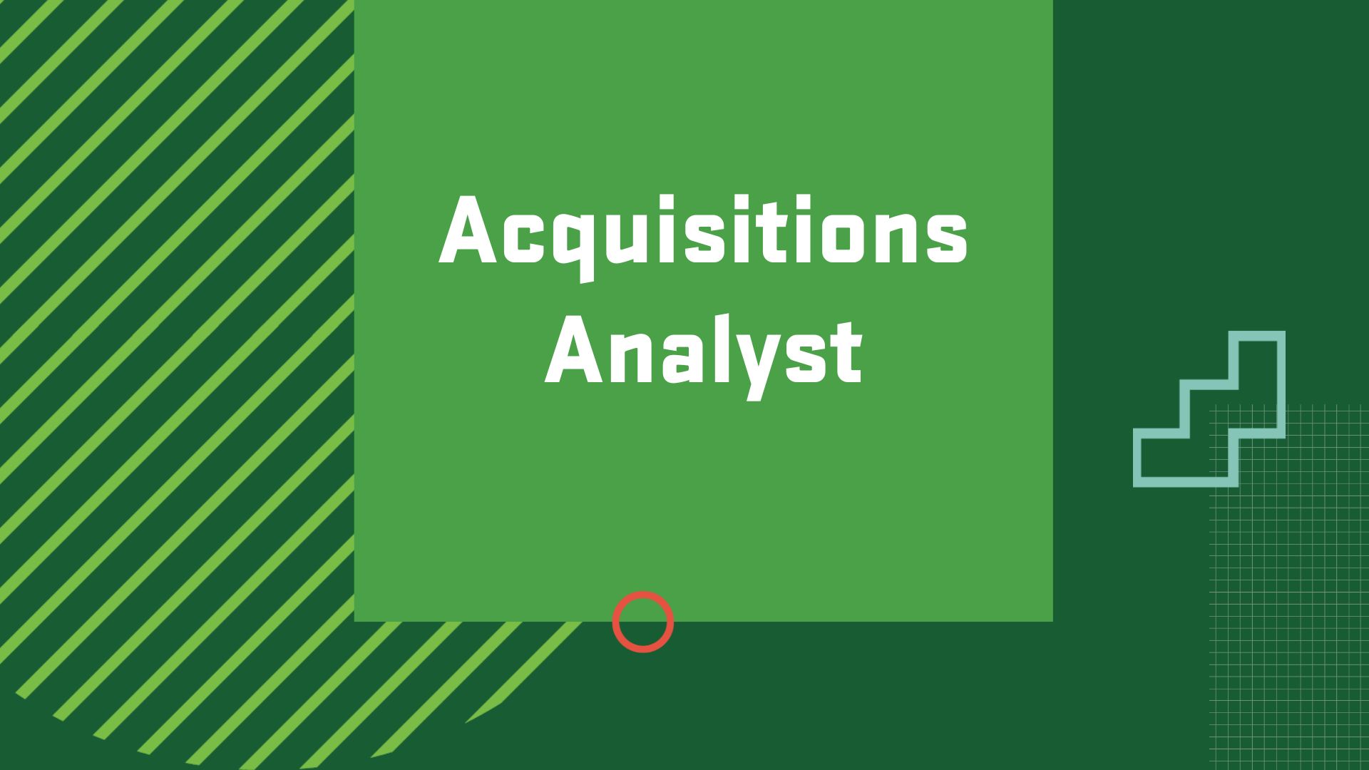 Graphic with the title of a career in Applied Economics, "Acquisitions Analyst"