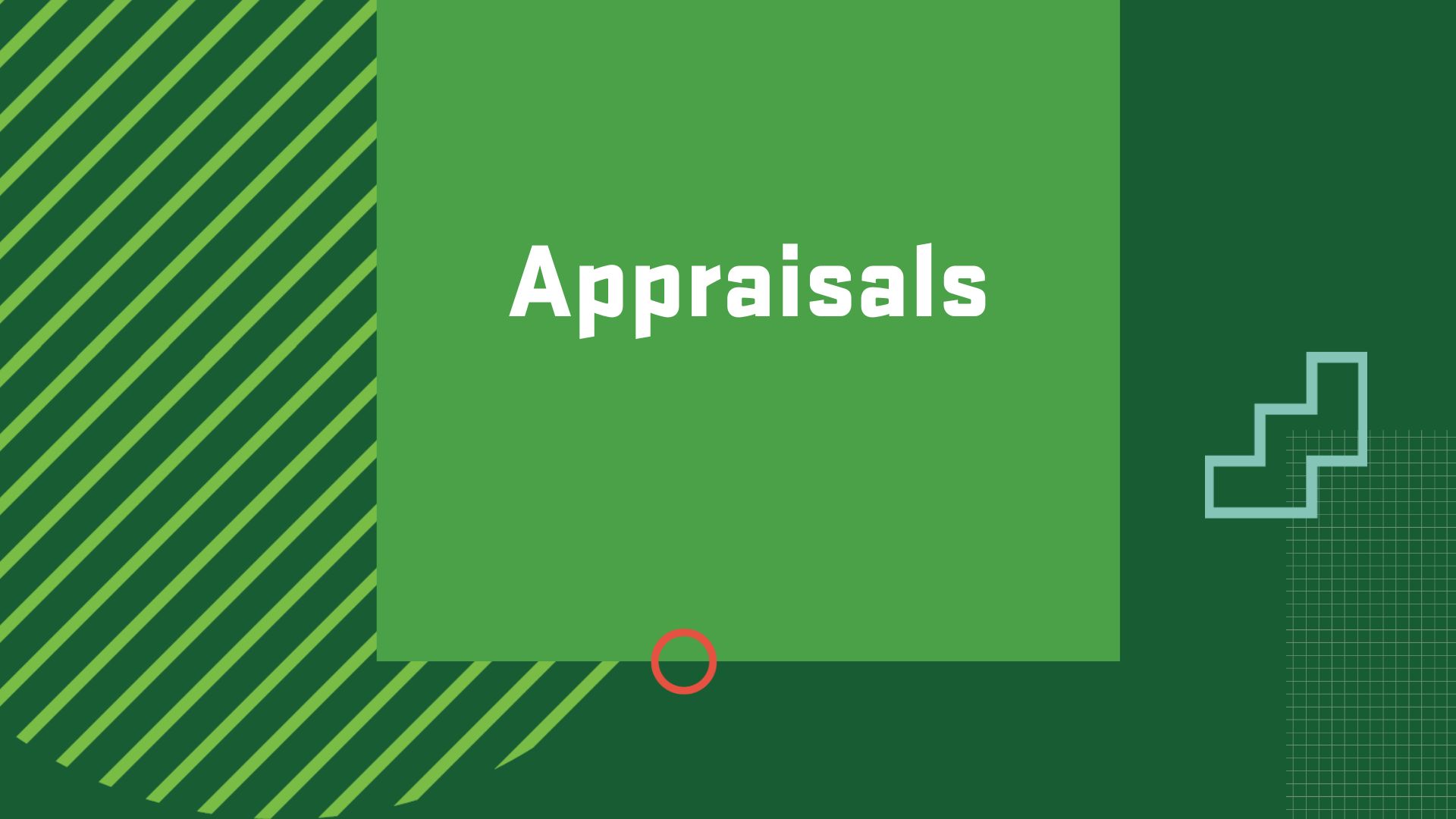 Graphic with the title of a career in Real Estate Development and Finance, “Appraisals"