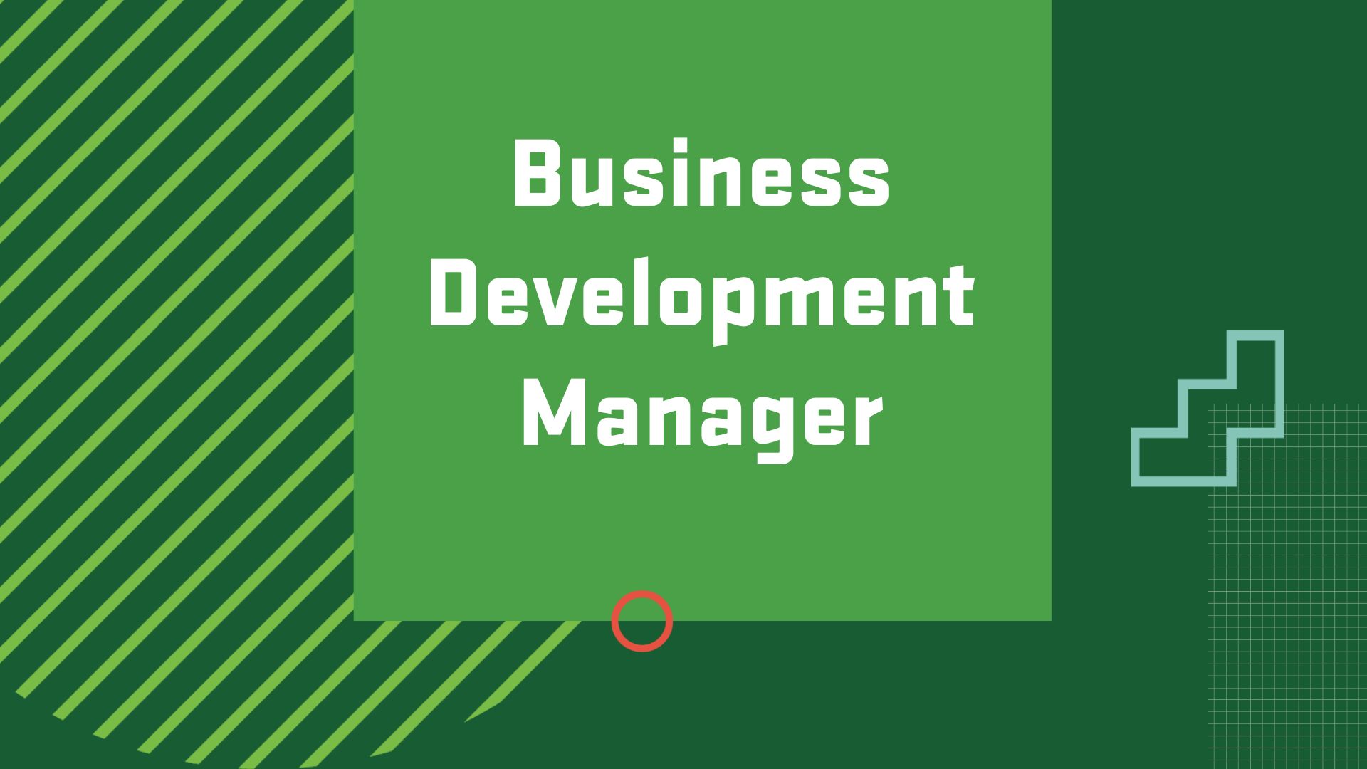 Graphic with the title of a career in Enterprise Development and Entrepreneurship, "Business Development Manager"