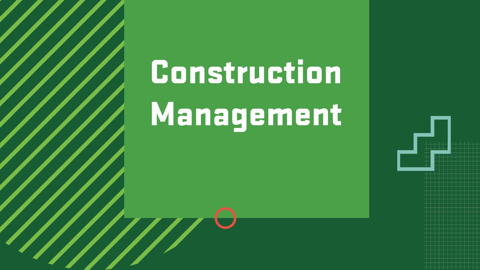 Graphic with the title of a career in Real Estate Development and Finance, “Construction Management"