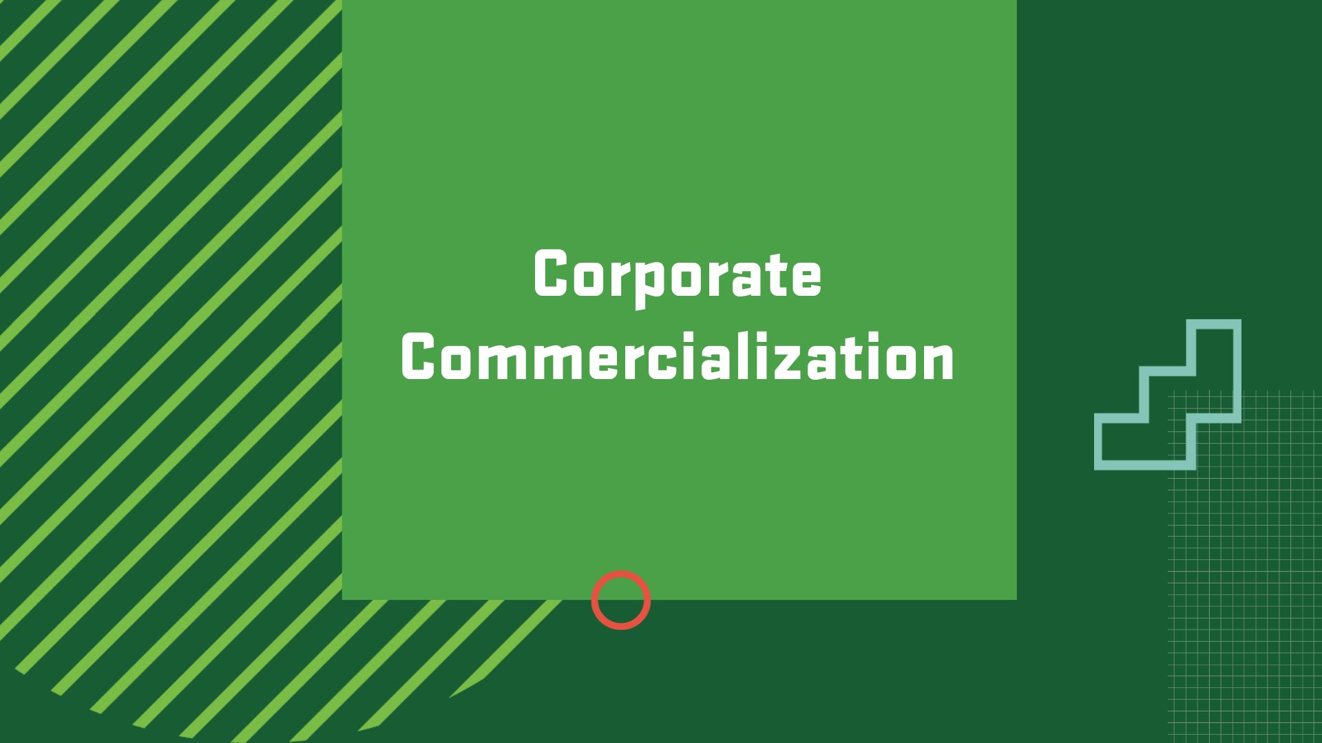 Graphic with the title of a career in Enterprise Development and Entrepreneurship, "Corporate Commercialization"