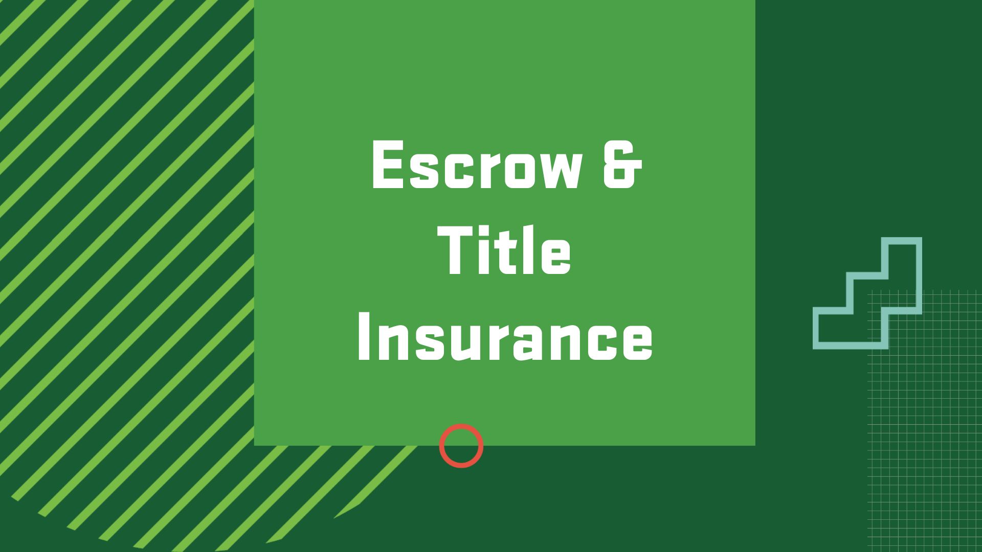 Graphic with the title of a career in Real Estate Development and Finance, “Escrow and Title Insurance"