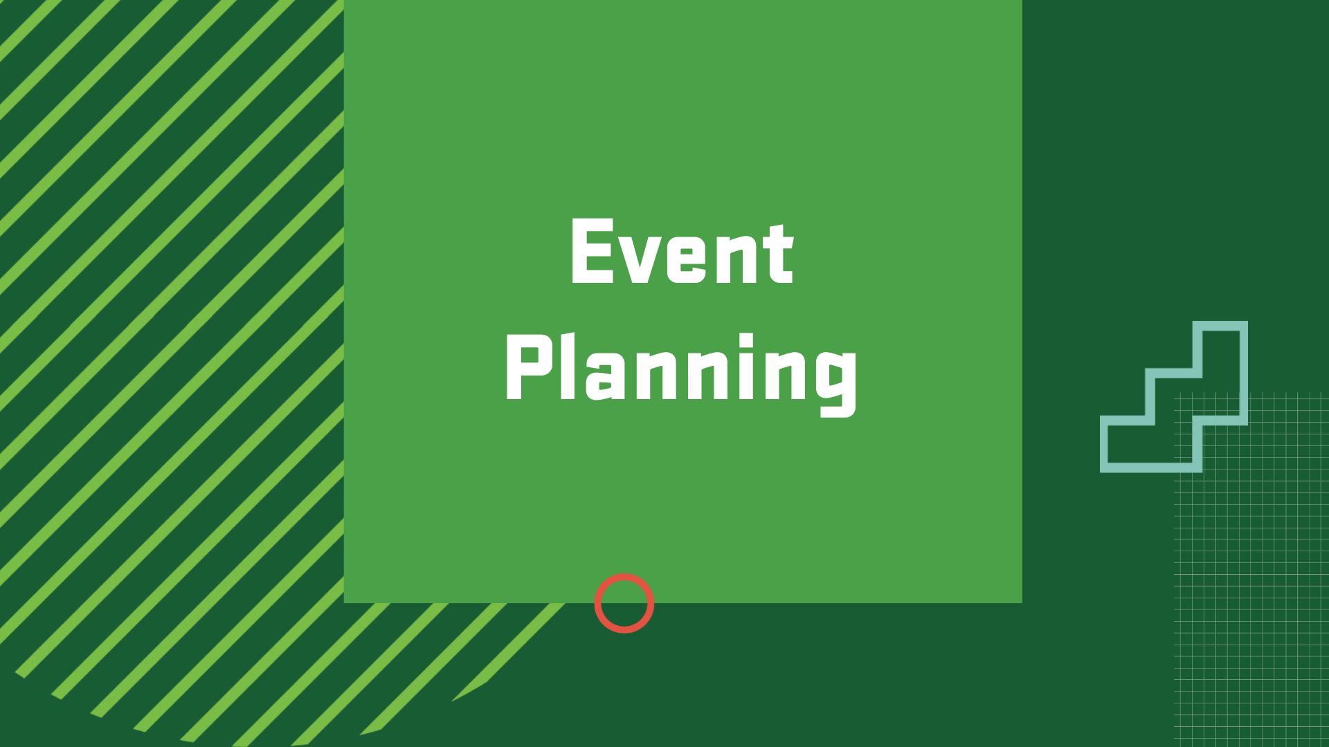 Graphic with the title of a career in Hospitality Management, “Event Planning"