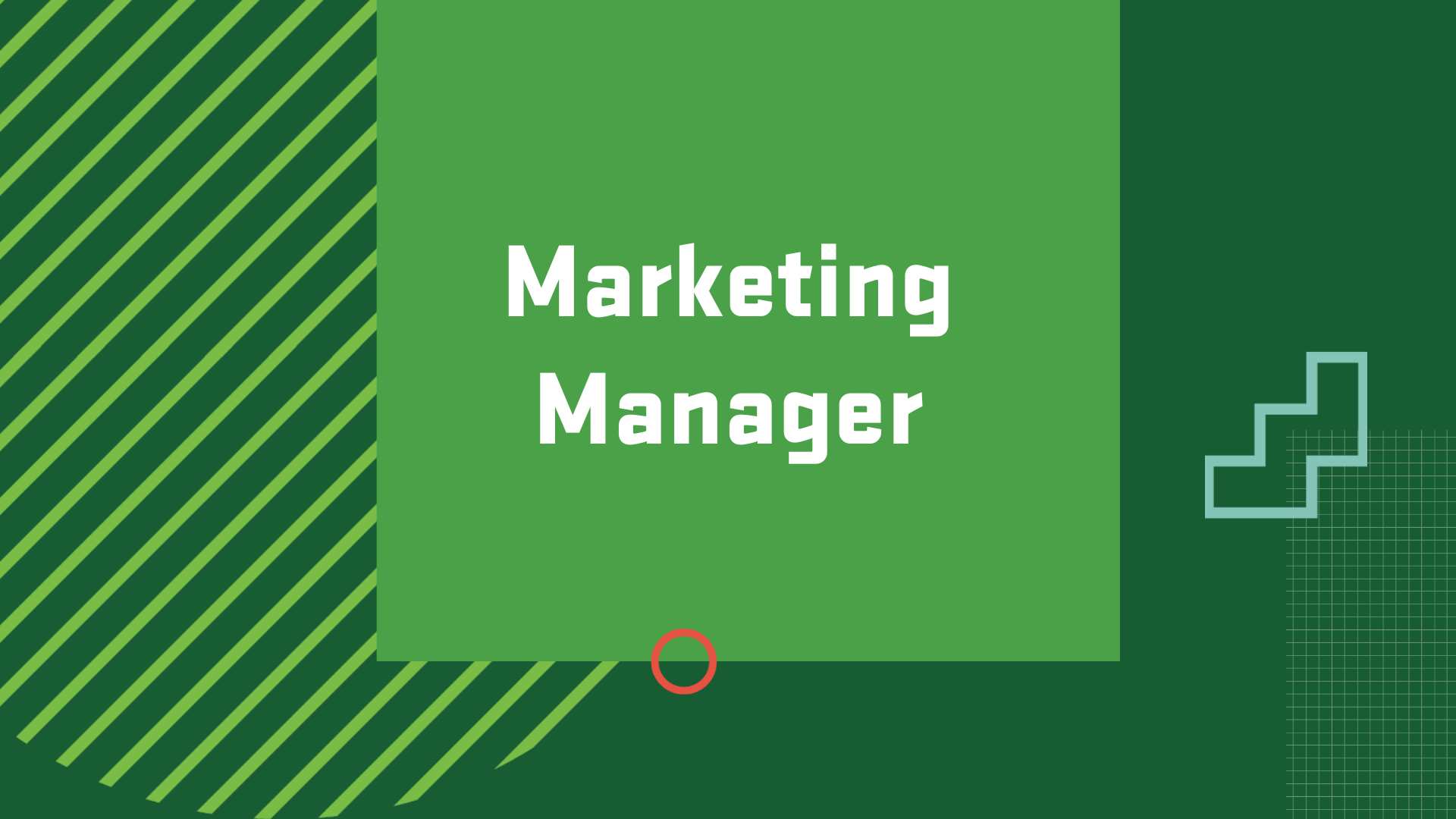 Graphic with the title of a career in Marketing, "Marketing Manager"