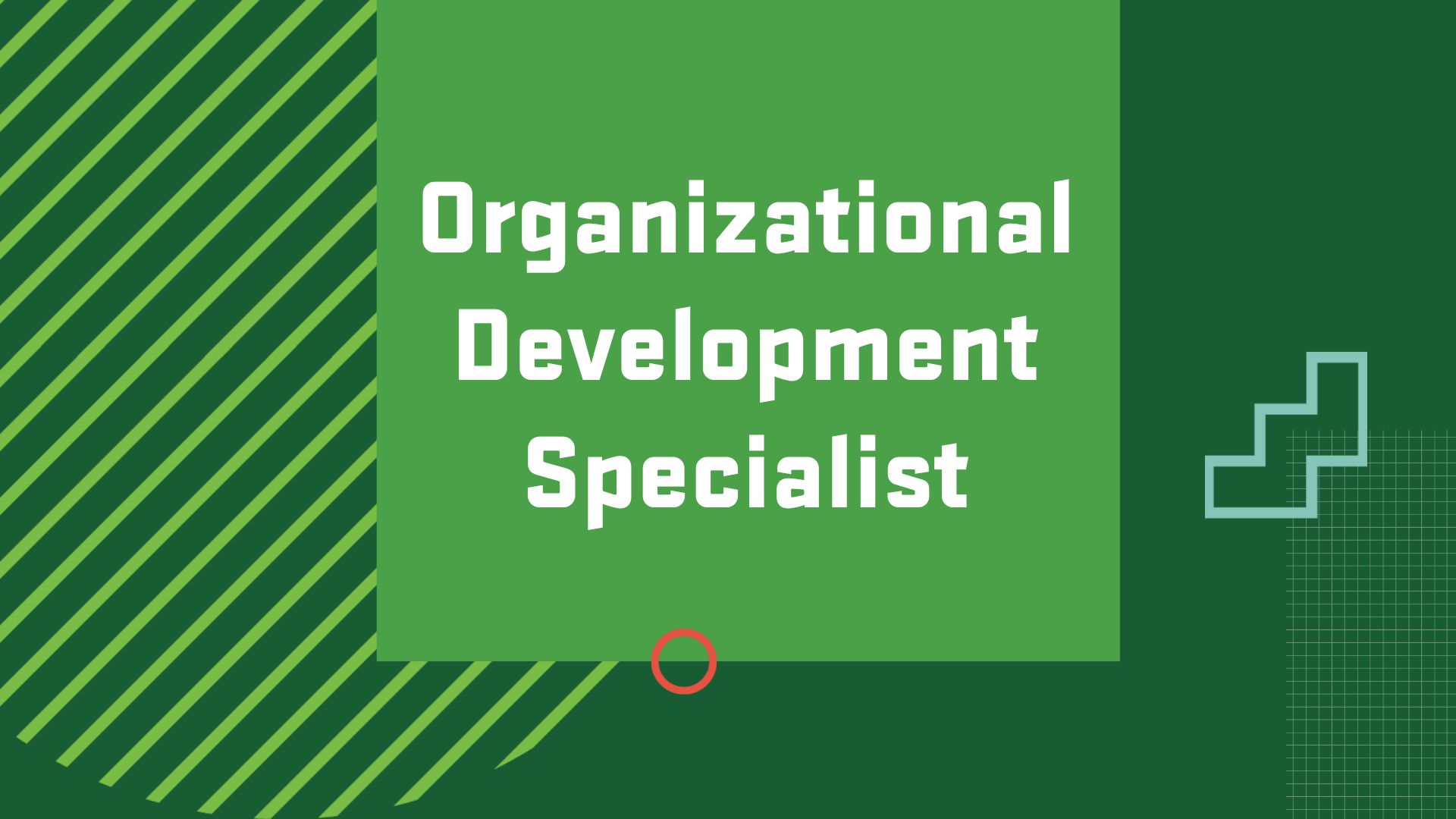 Graphic with the title of a career in Human Resource Management, “Organizational Development Specialist”